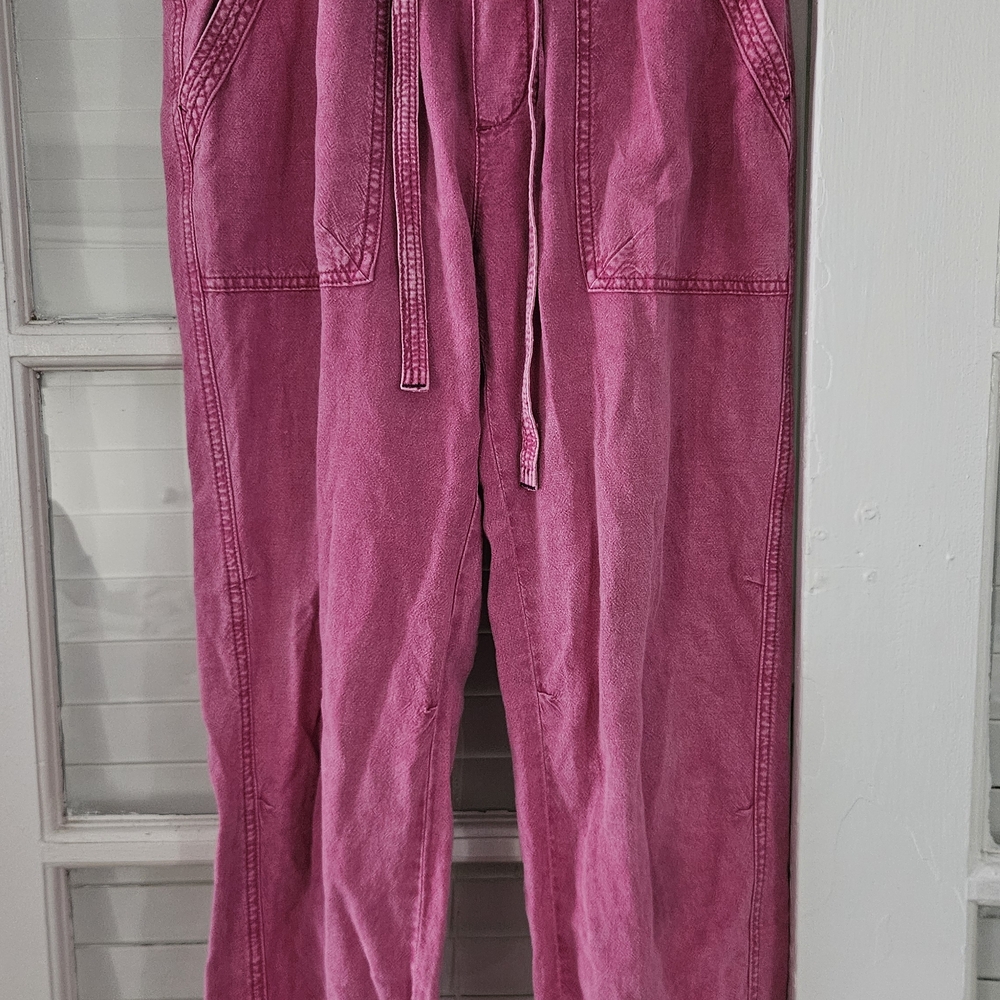 Anthropologie Washed Pink Jogger Pants – Garment Dyed, Elastic Waist (Size S)